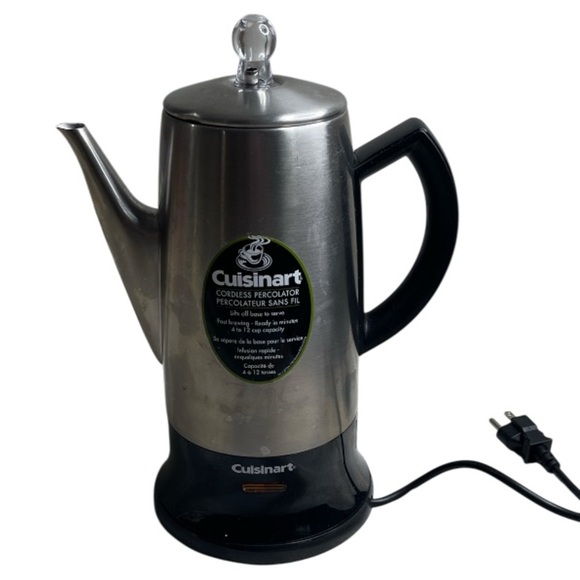 Cuisinart 12 Cup Stainless Steel Electric Coffee Percolator Detachable Base - Picture 1 of 12